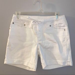 White justice shorts